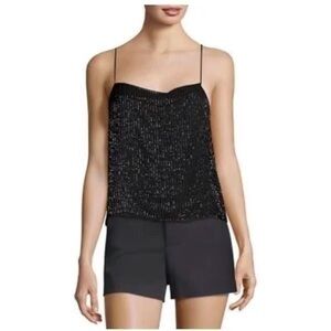 Alice and Olivia Harmon Black Beaded Top